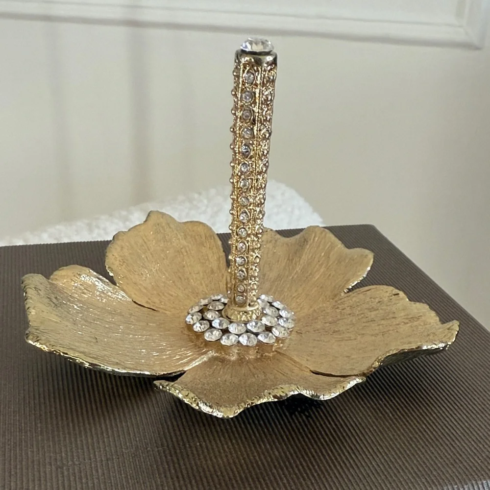 Olivia Riegel Gold Flower Ring Holder with Crystals - Picture 4 of 4
